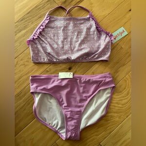 Cat & Jack Girls Heart and Mermaid Scales  3 piece swimsuit, xxl NWT